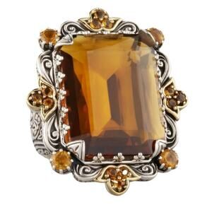 Konstantino Ring Sterling Silver 18k Gold Citrine Sz 7
